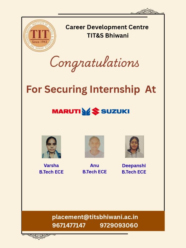Internship Flyer ECE Maruti Suzuki